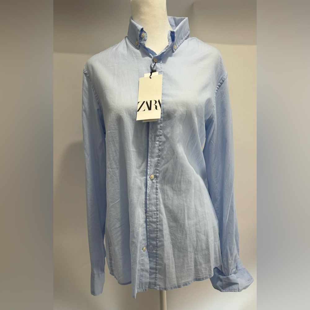 Zara Cotton Button Down Shirt Sz Small NWT